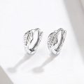 Simple Silent Leaves Plated Platinum 925 Sterling Silver Stud Earrings